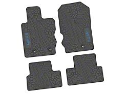 Factory Floorpan Fit Tire Tread/Scorched Earth Scene Front and Rear Floor Mats with Light Blue GOAT/Mountain Insert; Gray (21-25 Bronco 2-Door)