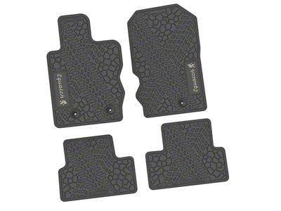 Factory Floorpan Fit Tire Tread/Scorched Earth Scene Front and Rear Floor Mats with Light Gray Squatch Insert; Gray (21-25 Bronco 2-Door)