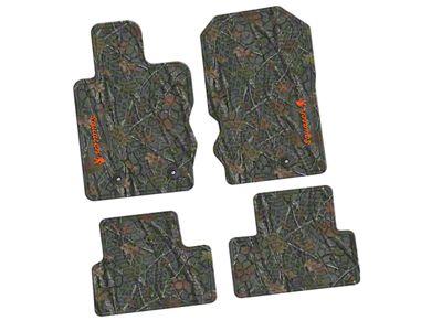 Factory Floorpan Fit Tire Tread/Scorched Earth Scene Front and Rear Floor Mats with Orange Squatch Insert; Rugged Woods (21-25 Bronco 2-Door)