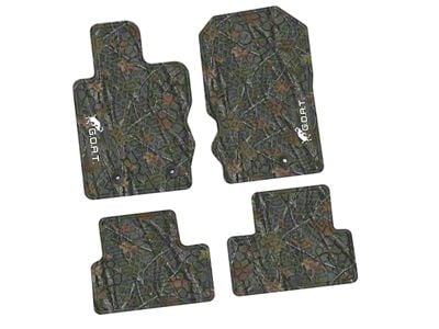 Factory Floorpan Fit Tire Tread/Scorched Earth Scene Front and Rear Floor Mats with White GOAT Insert; Rugged Woods (21-25 Bronco 2-Door)
