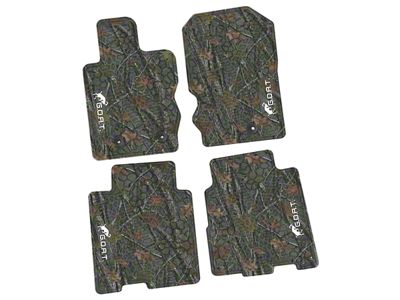 Factory Floorpan Fit Tire Tread/Scorched Earth Scene Front and Rear Floor Mats with White GOAT Insert; Rugged Woods (21-25 Bronco 4-Door)