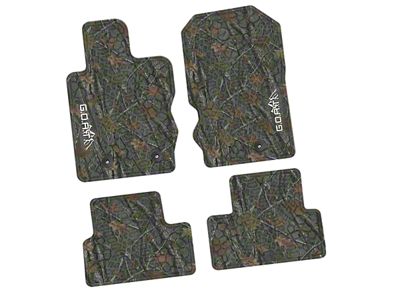 Factory Floorpan Fit Tire Tread/Scorched Earth Scene Front and Rear Floor Mats with White GOAT/Mountain Insert; Rugged Woods (21-25 Bronco 2-Door)