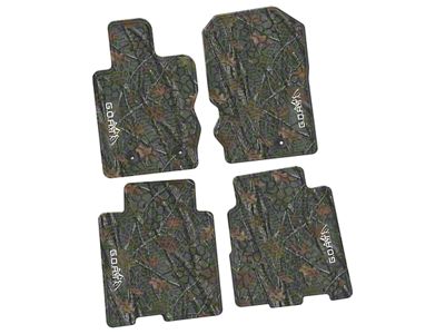 Factory Floorpan Fit Tire Tread/Scorched Earth Scene Front and Rear Floor Mats with White GOAT/Mountain Insert; Rugged Woods (21-25 Bronco 4-Door)