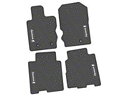 Factory Floorpan Fit Tire Tread/Scorched Earth Scene Front and Rear Floor Mats with White Squatch Insert; Gray (21-25 Bronco 4-Door)
