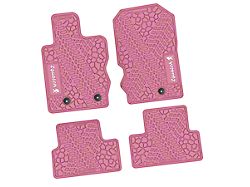 Factory Floorpan Fit Tire Tread/Scorched Earth Scene Front and Rear Floor Mats with White Squatch Insert; Pink (21-25 Bronco 2-Door)