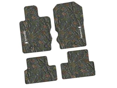 Factory Floorpan Fit Tire Tread/Scorched Earth Scene Front and Rear Floor Mats with White Squatch Insert; Rugged Woods (21-25 Bronco 2-Door)