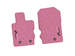 Factory Floorpan Fit Tire Tread/Scorched Earth Scene Front Floor Mats with Black GOAT Insert; Pink (21-25 Bronco)