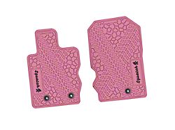 Factory Floorpan Fit Tire Tread/Scorched Earth Scene Front Floor Mats with Black Squatch Insert; Pink (21-25 Bronco)