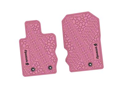 Factory Floorpan Fit Tire Tread/Scorched Earth Scene Front Floor Mats with Black Squatch Insert; Pink (21-25 Bronco)