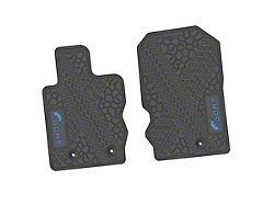 Factory Floorpan Fit Tire Tread/Scorched Earth Scene Front Floor Mats with Light Blue GOAT Insert; Gray (21-25 Bronco)