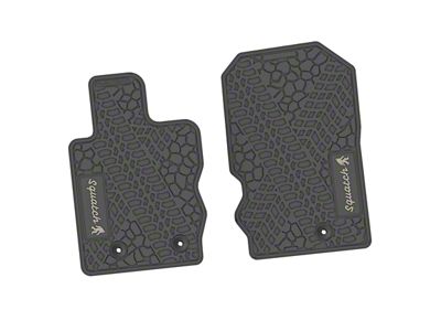Factory Floorpan Fit Tire Tread/Scorched Earth Scene Front Floor Mats with Light Gray Squatch Insert; Gray (21-25 Bronco)