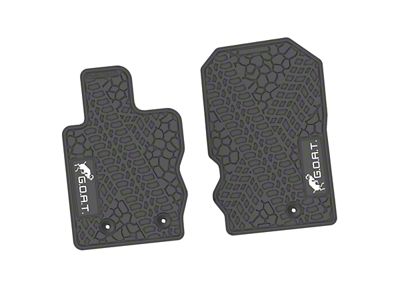 Factory Floorpan Fit Tire Tread/Scorched Earth Scene Front Floor Mats with White GOAT Insert; Gray (21-25 Bronco)
