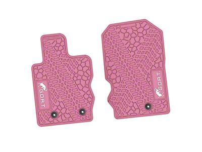 Factory Floorpan Fit Tire Tread/Scorched Earth Scene Front Floor Mats with White GOAT Insert; Pink (21-25 Bronco)