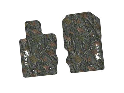 Factory Floorpan Fit Tire Tread/Scorched Earth Scene Front Floor Mats with White GOAT Insert; Rugged Woods (21-25 Bronco)
