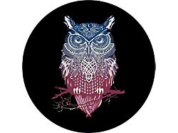 Tribal Owl Spare Tire Cover with Camera Cutout; Black (21-25 Bronco)