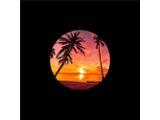 Tropical Beach Sunset Spare Tire Cover with Camera Port; Black (21-25 Bronco)