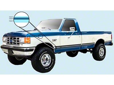 Tu-Tone 3-Band Body Stripes; Gold/Black (21-25 Bronco)