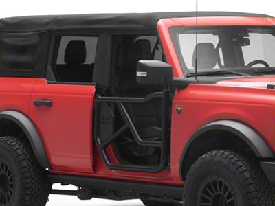 Tubular Front Doors; Black (21-25 Bronco)