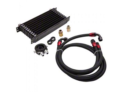 Universal Engine Oil Cooler with Oil Filter Adapter and Hose Kit; 10-Row (Universal; Some Adaptation May Be Required)