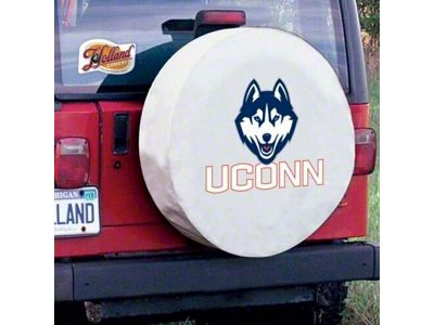 University of Connecticut Spare Tire Cover with Camera Port; White (21-25 Bronco)