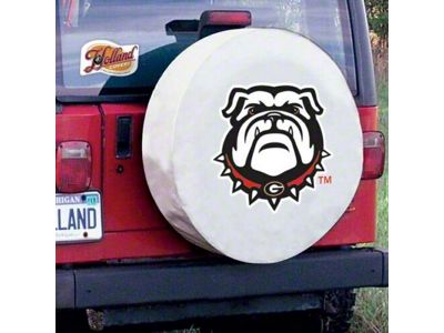 University of Georgia Bull Dog Spare Tire Cover with Camera Port; White (21-25 Bronco)