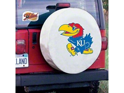 University of Kansas Spare Tire Cover with Camera Port; White (21-25 Bronco)
