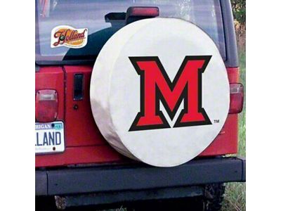University of Miami of Ohio Spare Tire Cover with Camera Port; White (21-25 Bronco)