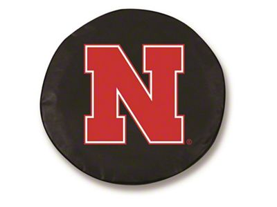 University of Nebraska Spare Tire Cover with Camera Port; Black (21-25 Bronco)