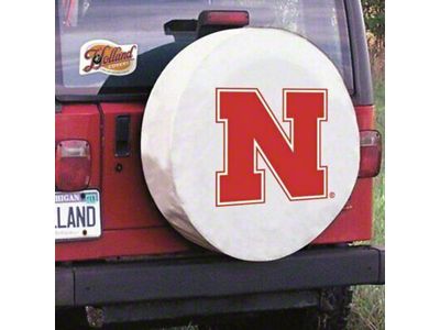 University of Nebraska Spare Tire Cover with Camera Port; White (21-25 Bronco)