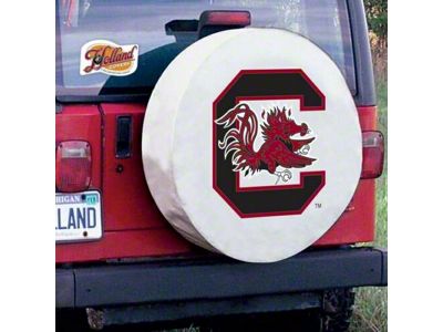 University of South Carolina Spare Tire Cover with Camera Port; White (21-25 Bronco)