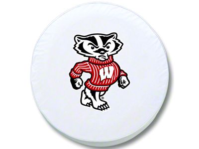 University of Wisconsin Bucky Spare Tire Cover with Camera Port; White (21-25 Bronco)