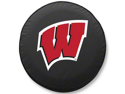 University of Wisconsin W Spare Tire Cover with Camera Port; Black (21-25 Bronco)