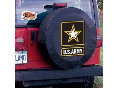 U.S. Army Spare Tire Cover with Camera Port; Black (21-25 Bronco)