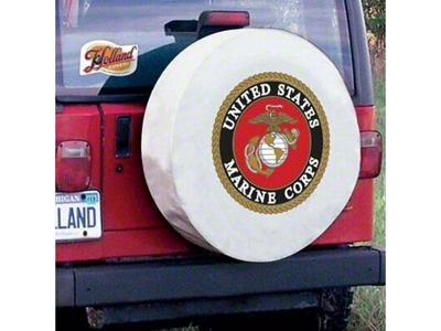 U.S. Marine Corps Spare Tire Cover with Camera Port; White (21-25 Bronco)