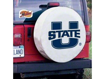 Utah State University Spare Tire Cover with Camera Port; White (21-25 Bronco)