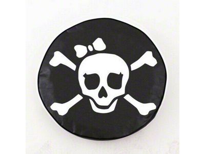 White Pirate Girl Spare Tire Cover with Camera Port; Black (21-25 Bronco)