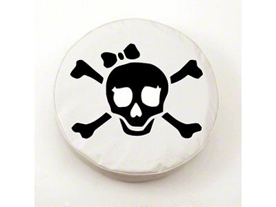 White Pirate Girl Spare Tire Cover with Camera Port; White (21-25 Bronco)