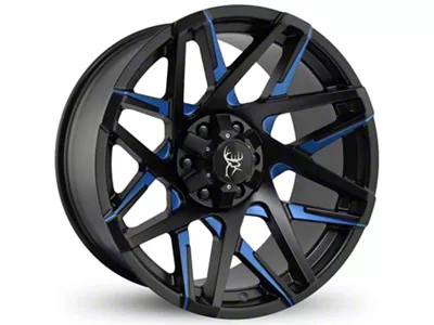 Buck Commander Canyon Satin Black Milled Face with Blue Clear 6-Lug Wheel; 20x9; 0mm Offset (22-25 Bronco Raptor)