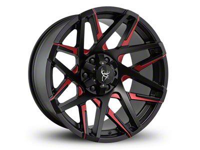 Buck Commander Canyon Satin Black Milled Face with Red Clear 6-Lug Wheel; 20x10; -25mm Offset (22-25 Tundra)