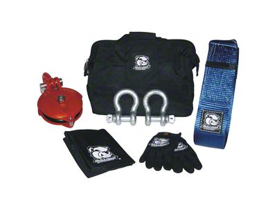 Bulldog Winch 12,000 lb. Winch Rigging and Snatch Block Kit with Recovery Strap; 7-Piece (Universal; Some Adaptation May Be Required)