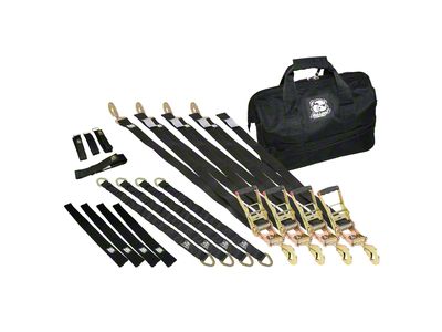 Bulldog Winch 2-Inch x 8-Foot Ratcheting Tie-Down Strap Kit; 17-Piece
