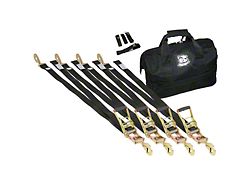 Bulldog Winch 2-Inch x 8-Foot Ratcheting Tie-Down Strap Kit; 9-Piece