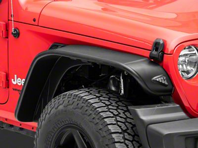 Bushwacker Flat Style Fender Flares; Textured Black (18-25 Jeep Wrangler JL 4-Door)
