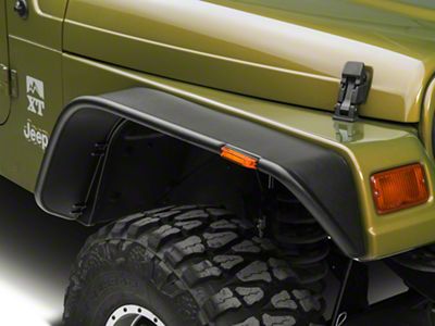 Bushwacker Flat Style Fender Flares; Textured Black (97-06 Jeep Wrangler TJ)