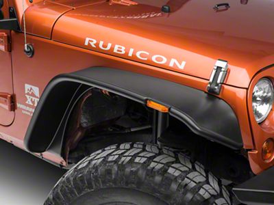 Bushwacker Flat Style Fender Flares; Textured Black (07-18 Jeep Wrangler JK 4-Door)