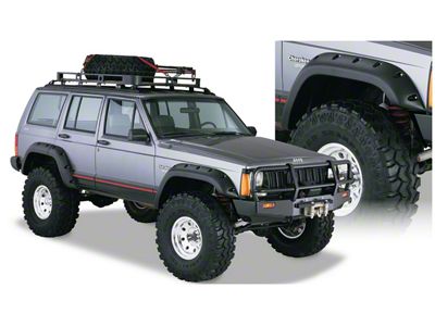 Bushwacker Cut-Out Fender Flares; Front and Rear; Matte Black (84-01 Jeep Cherokee XJ 4-Door)
