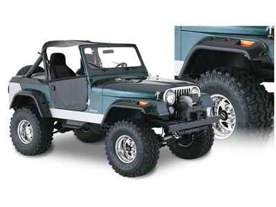 Bushwacker Cut-Out Fender Flares; Front and Rear; Matte Black (76-86 Jeep CJ7)