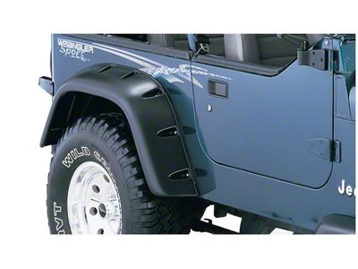 Bushwacker Cut-Out Fender Flares; Rear; Matte Black (87-95 Jeep Wrangler YJ w/o Step, Excluding Renegade)