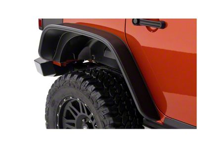 Bushwacker Flat Style Fender Flares; Rear; Textured Black (07-18 Jeep Wrangler JK 4-Door)