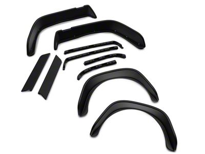 Bushwacker Flat Style Fender Flares; Rear; Textured Black (87-95 Jeep Wrangler YJ)